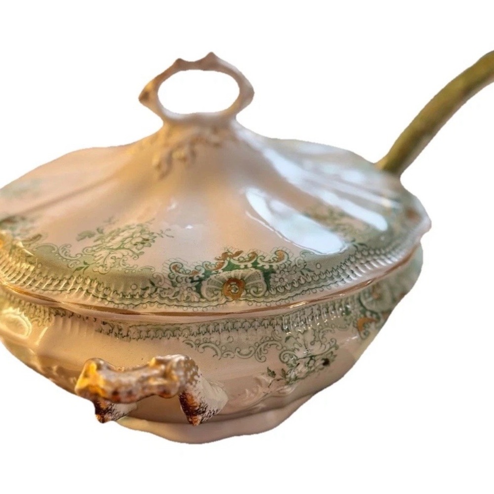 VTG Johnson Bros Covered Dish Tureen ironstone handles matching Ladle England